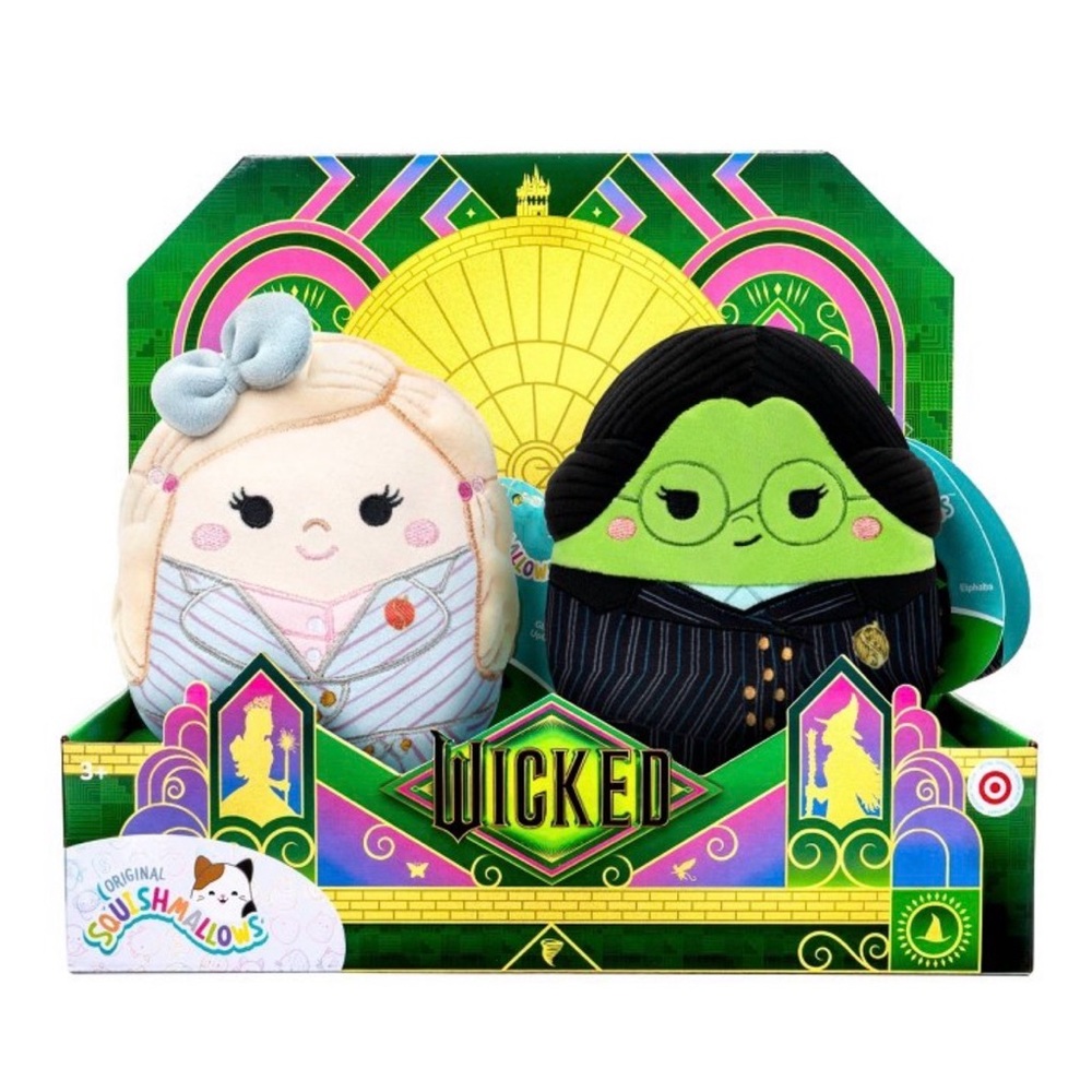 Squishmallows Wicked Duo Plush Set - Green Elphaba & Pink Glinda